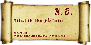 Mihalik Benjámin névjegykártya