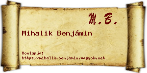 Mihalik Benjámin névjegykártya